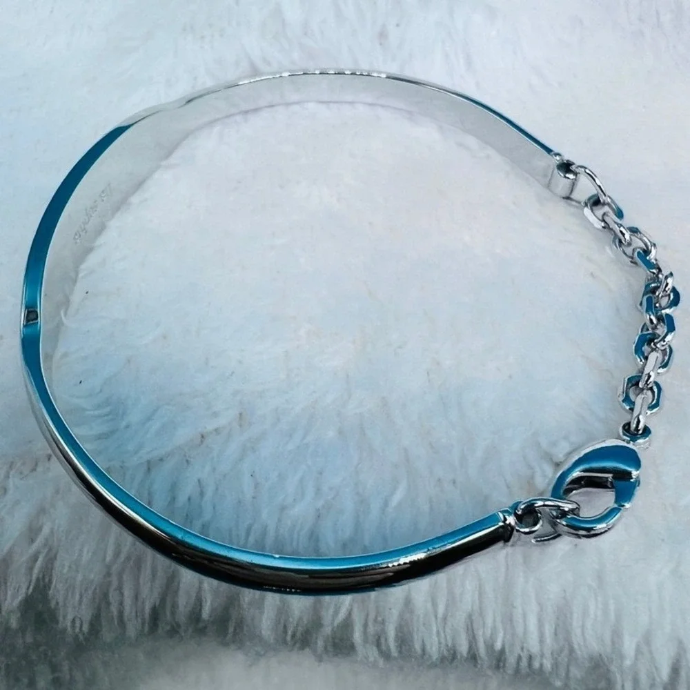Hope‎ Cuff Bracelet Safety Chain Silver Tone Lia Sophia